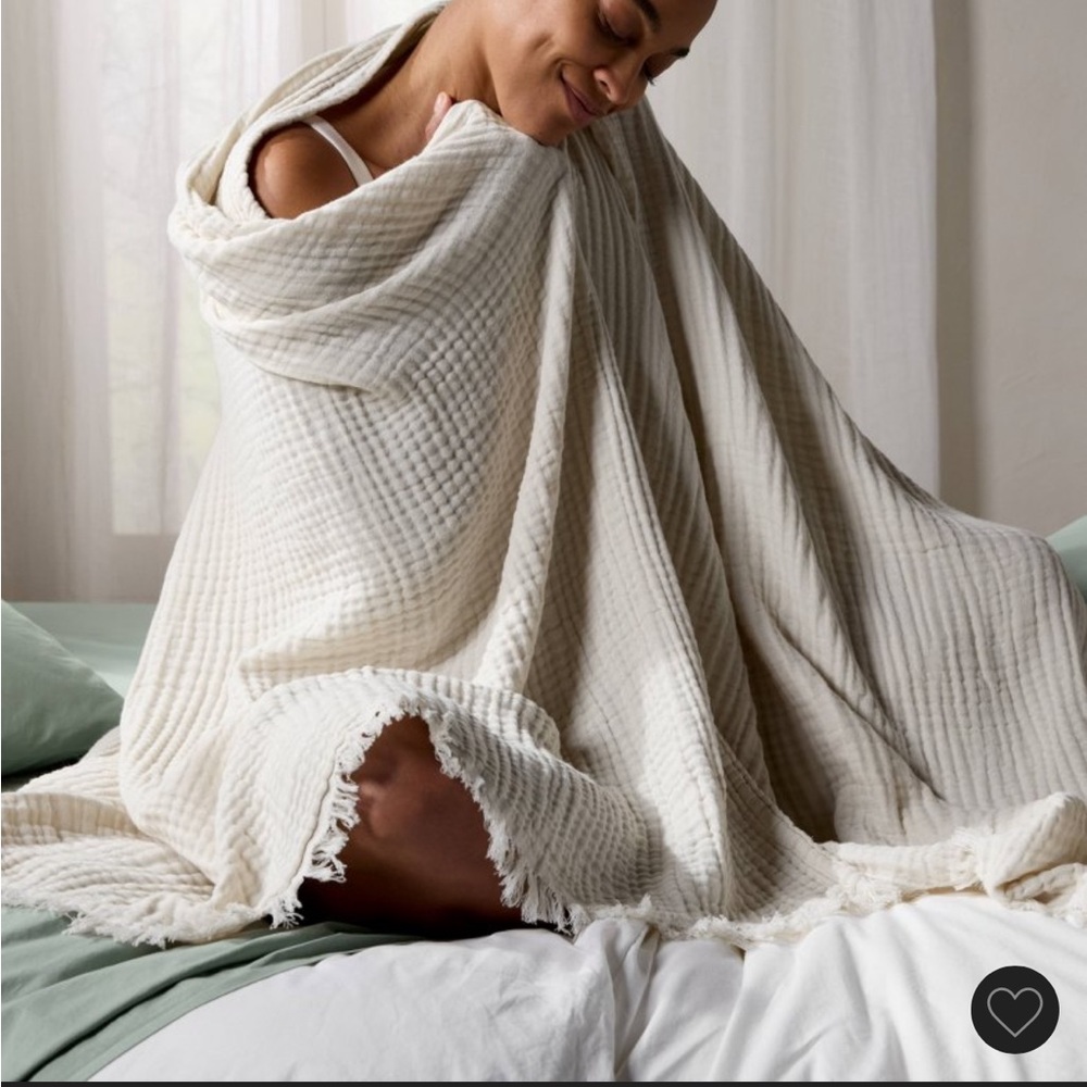 Parachute Cream Cotton Throw Blanket - Picture 3 of 3